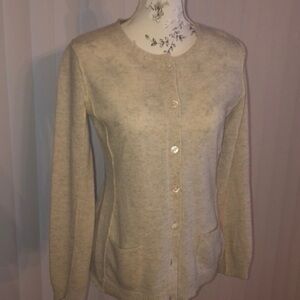 J. Jill Italian cashmere blend Oatmeal button down cardigan size S front pockets